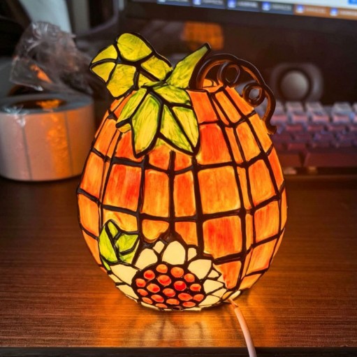 Stained Glass Pumpkin Table Lamp