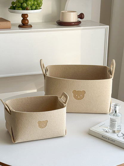 Felt Storage Baskets with Bear Design