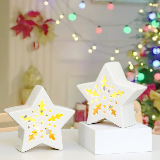 Star-Shaped Decorative Ceramic Candle Holder