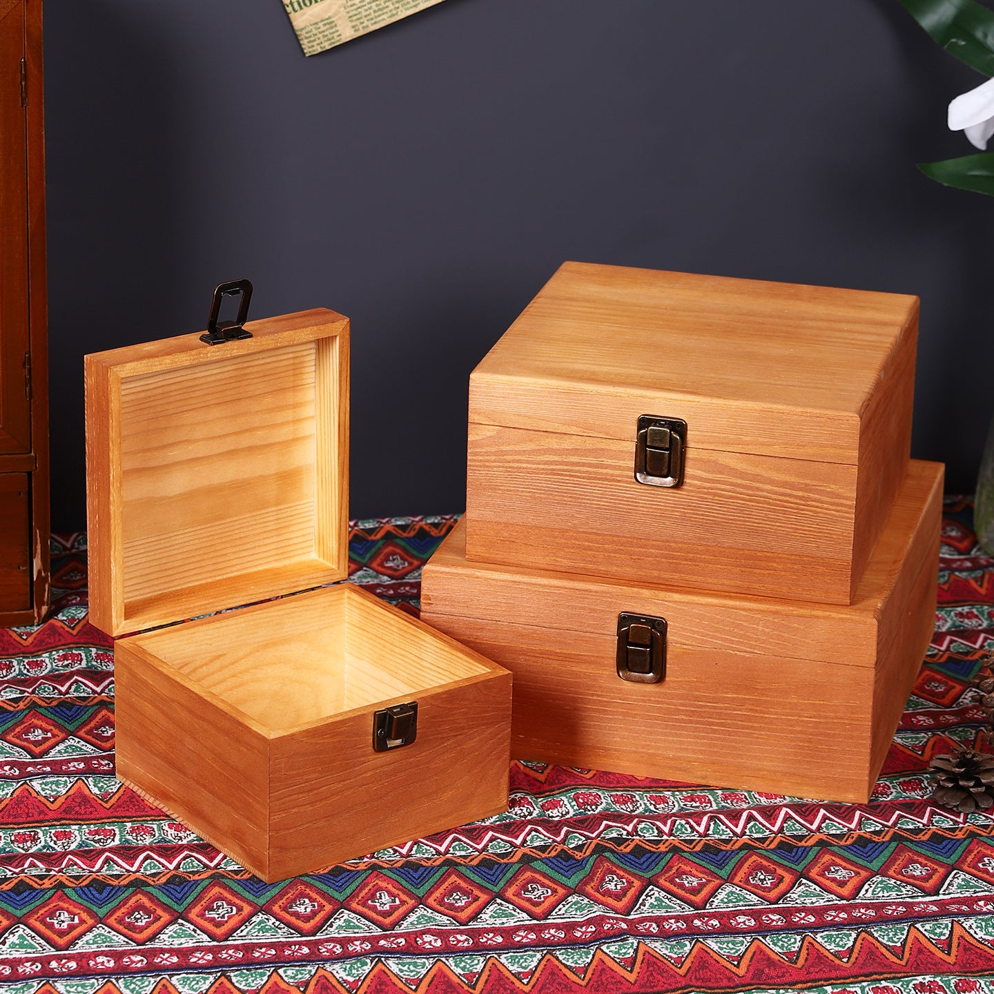 Rustic Wooden Storage Box Homeandso