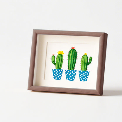 Stylish Cactus Illustration Wall Art Frame