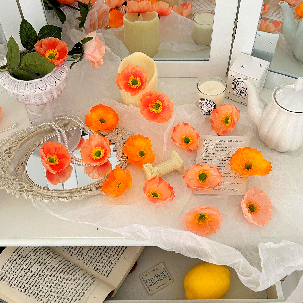 Realistic Fabric Flower Brooch