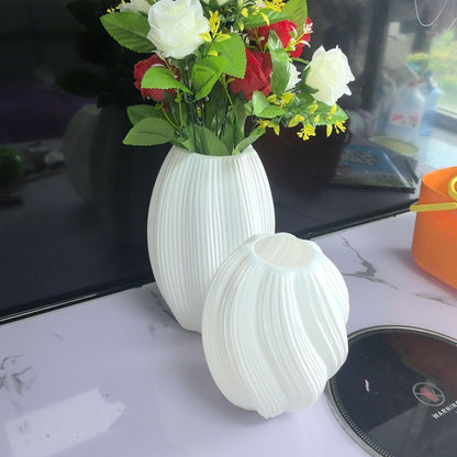 Decorative Ribbed Ceramic Vase