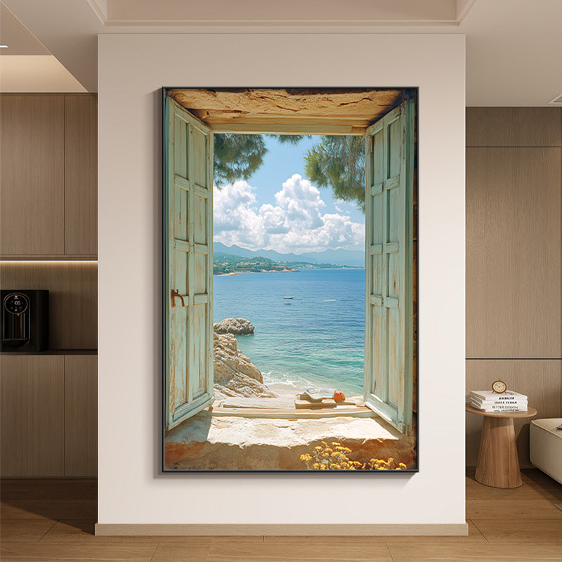 Coastal Window View Canvas Art Homeandso