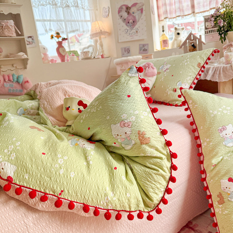 Heart Patterned Decorative Pillow and Duvet Cover Set Homeandso