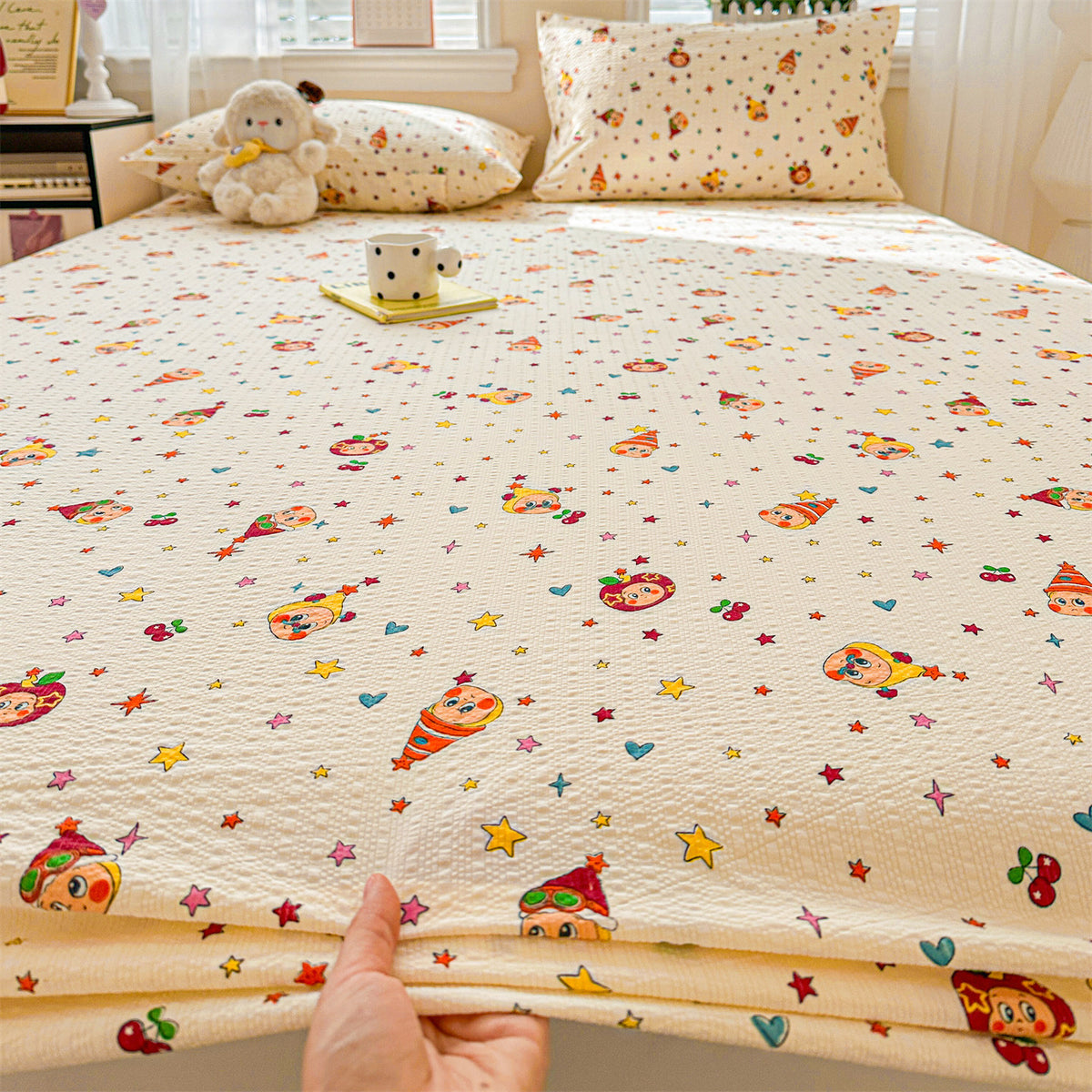 Decorative Soft Cartoon Print Quilted Mattress Protector Homeandso