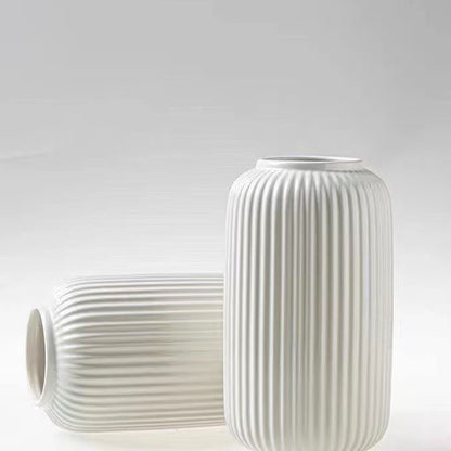Elegant Vertical Ribbed Ceramic Vase