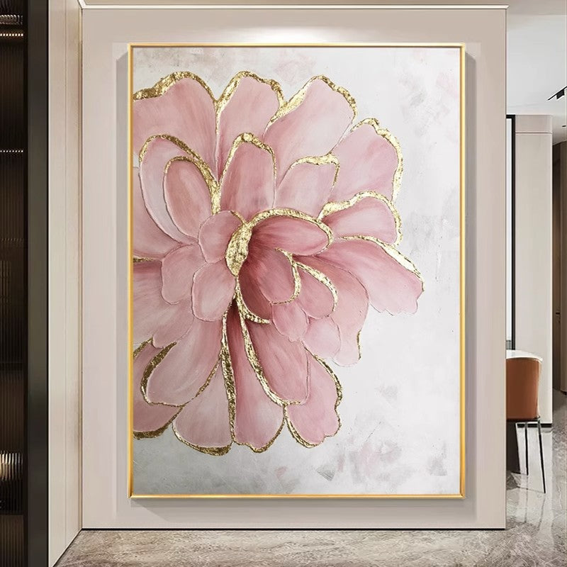 Floral Gold Accent Canvas Art Homeandso