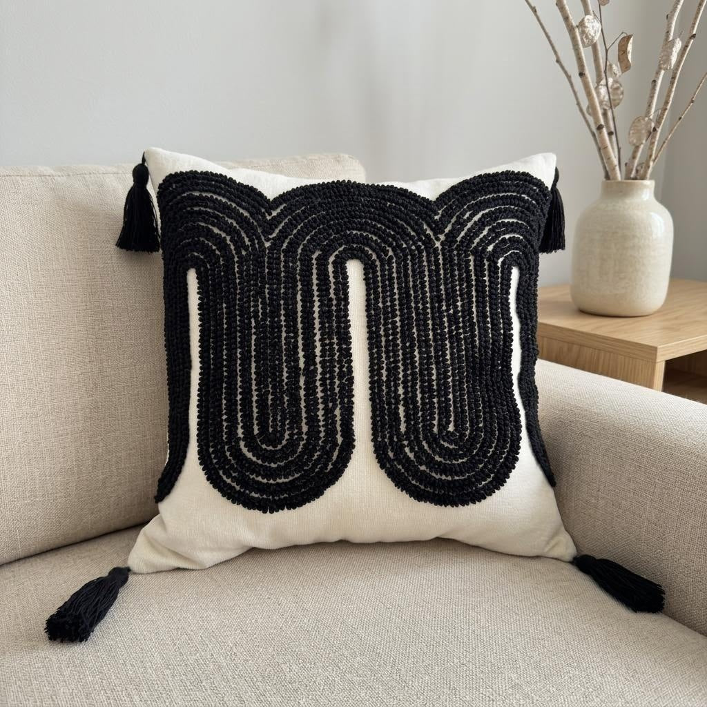 Geometrisch gemustertes Textil-Wurfkissen