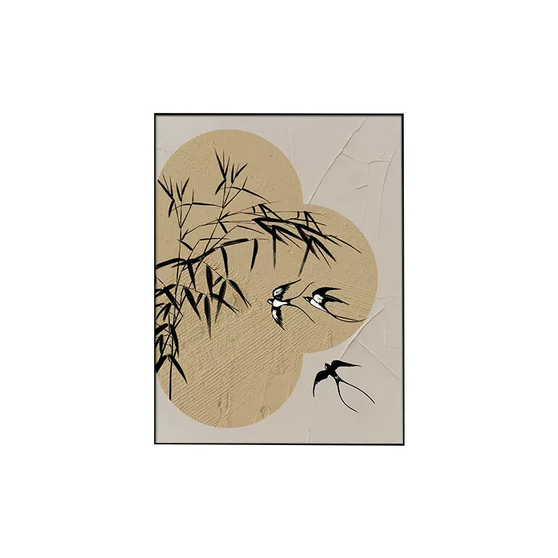 Decorative Wall Art with Bamboo and Bird Motif Homeandso