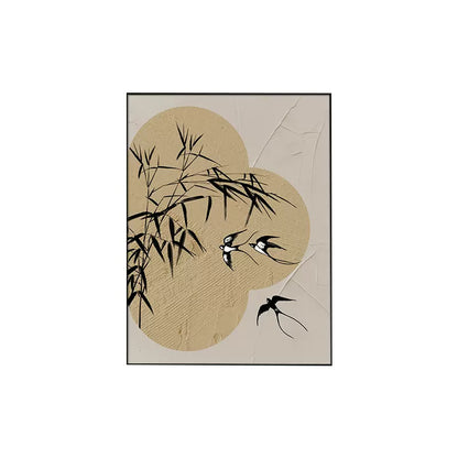 Decorative Wall Art with Bamboo and Bird Motif Homeandso