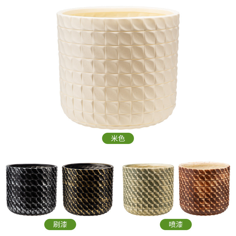 Textured Cylindrical Plant Container Homeandso