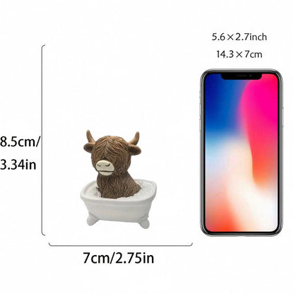 Whimsical Highland Cow Bath Figurine Homeandso