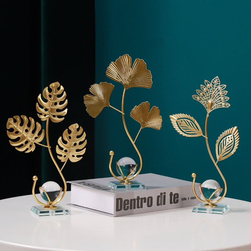 Elegant Gold Ginkgo Leaf Sculpture Homeandso