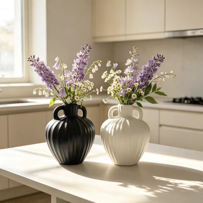 Textured Ribbed Decorative Vase