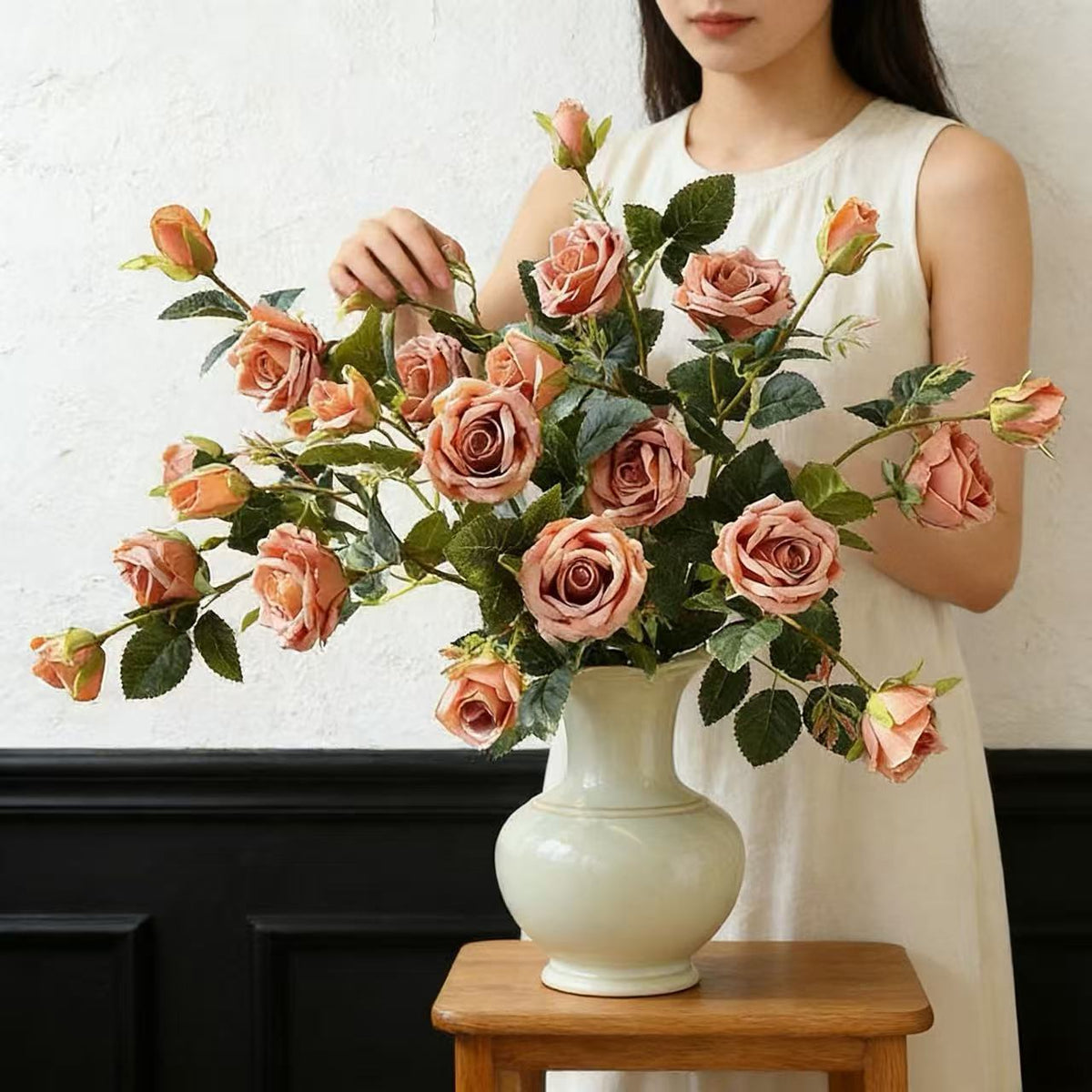 Decorative Faux Rose Floral Arrangement for Home