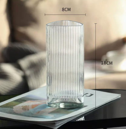 Stylish Vertical Striped Glass Vase