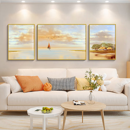 Coastal Landscape Triptych Canvas Wall Art Homeandso