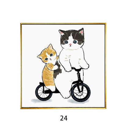 Whimsical Bird and Kitten Illustrated Wall Art Homeandso