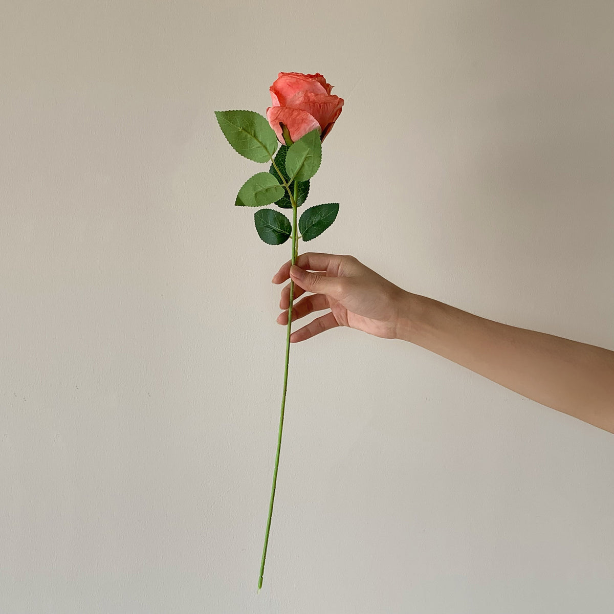 Realistic Long Stem Artificial Rose