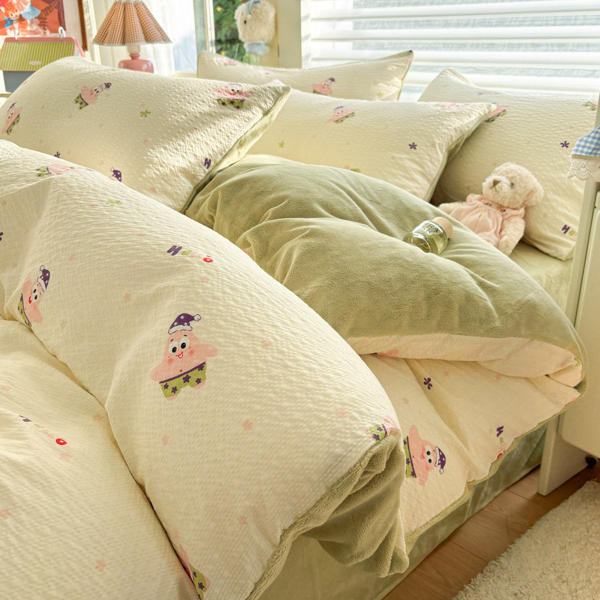 Playful Cartoon Print Duvet Cover Set Homeandso