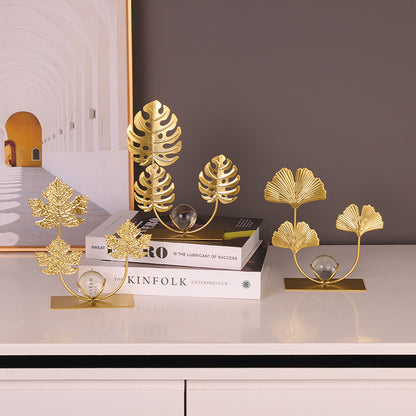 Elegant Ginkgo Leaf Decorative Sculpture Homeandso