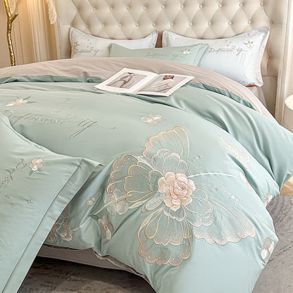 Embroidered Floral Duvet Cover Set
