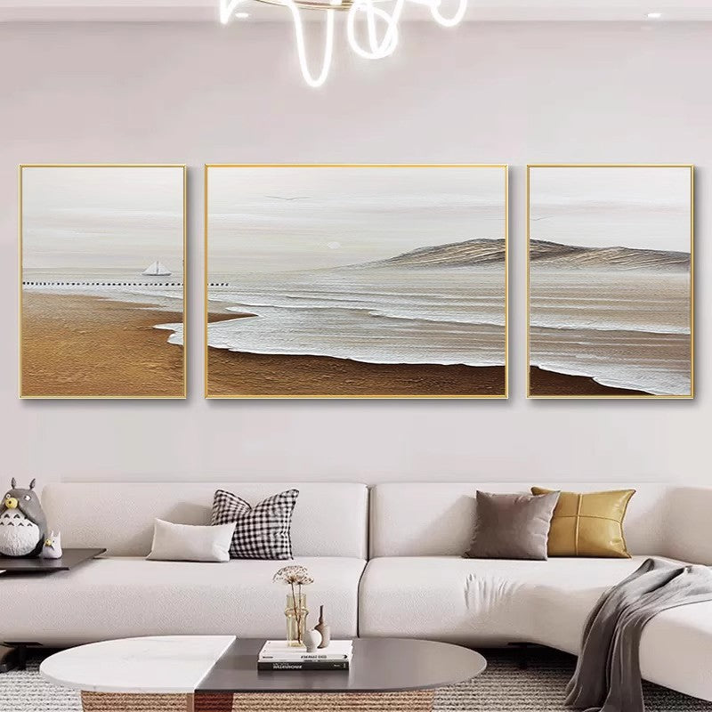 Triptych Beach Landscape Canvas Artwork Homeandso