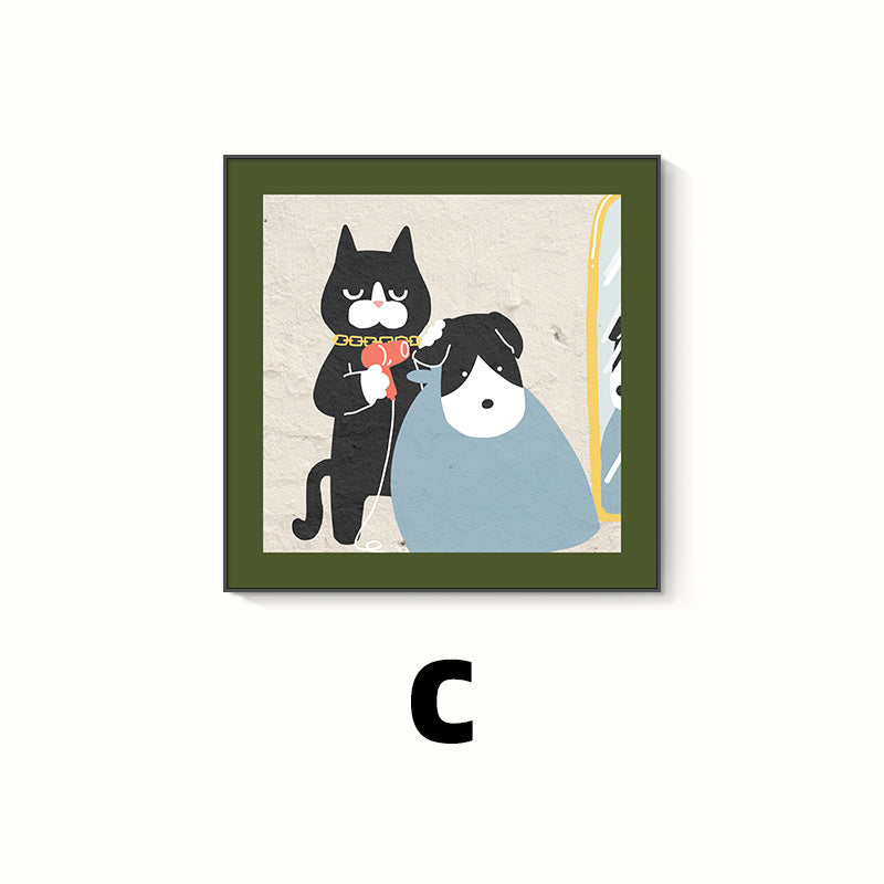 Decorative Cat-Themed Framed Artwork Homeandso