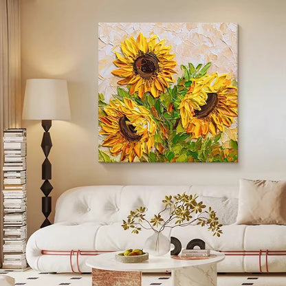 Textured Sunflower Relief Canvas Artwork Homeandso