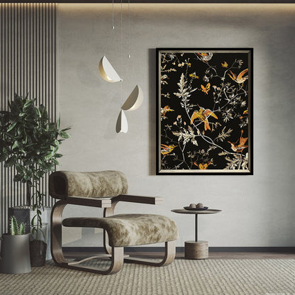 Decorative Framed Bird and Floral Artwork Homeandso