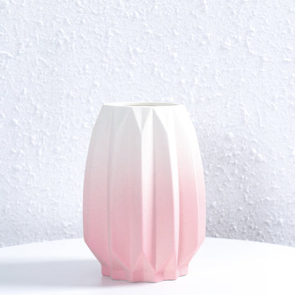 Textured Geometric Ceramic Flower Vase