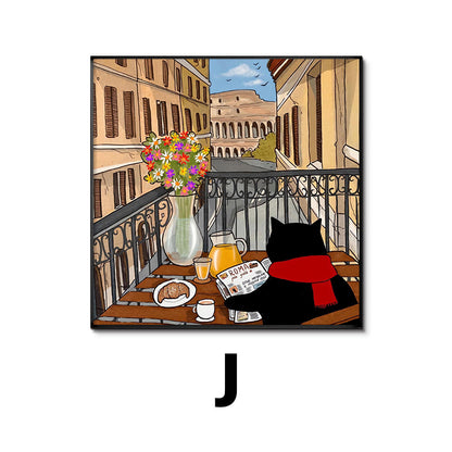 Whimsical Cat-Themed Art Print Homeandso
