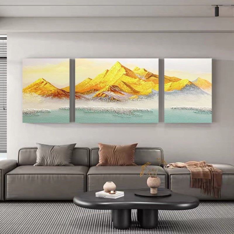 Textured Mountain Landscape Triptych Artwork Homeandso