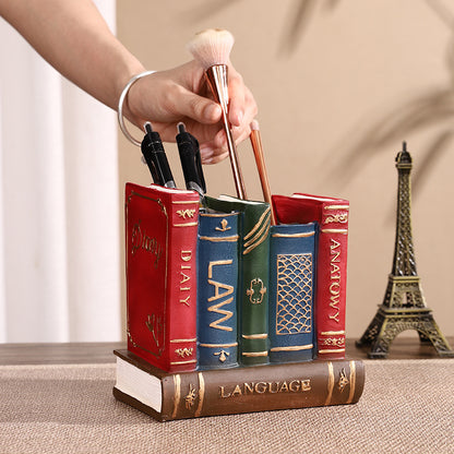 Decorative Book-Shaped Pen Holder Homeandso