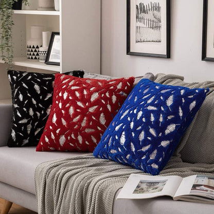 Textured Feather Print Throw Pillow