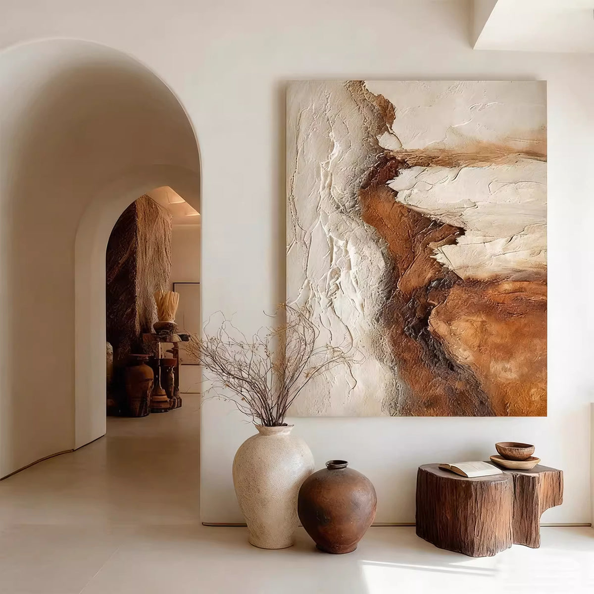 Textured Earth-Tone Abstract Canvas Wall Art Homeandso