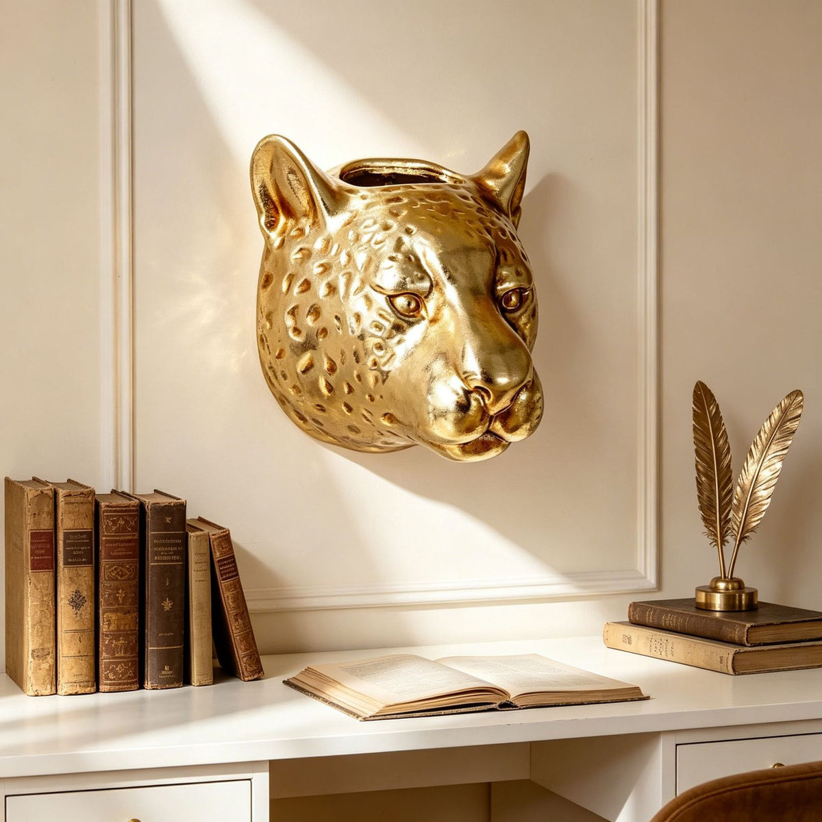 Decorative Leopard Head Planter Homeandso
