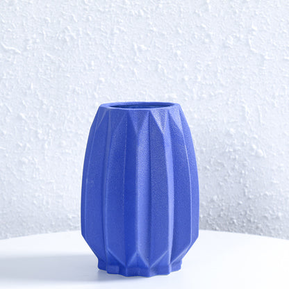Textured Geometric Ceramic Flower Vase