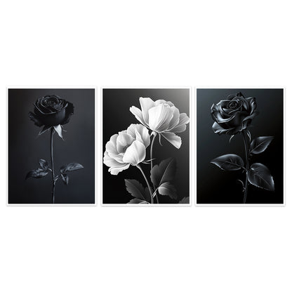Black and White Floral Art Print Set Homeandso