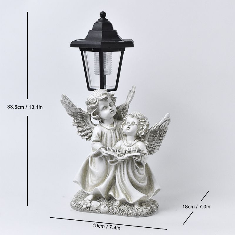 Outdoor Garden Solar Lantern with Stork Figurine Homeandso