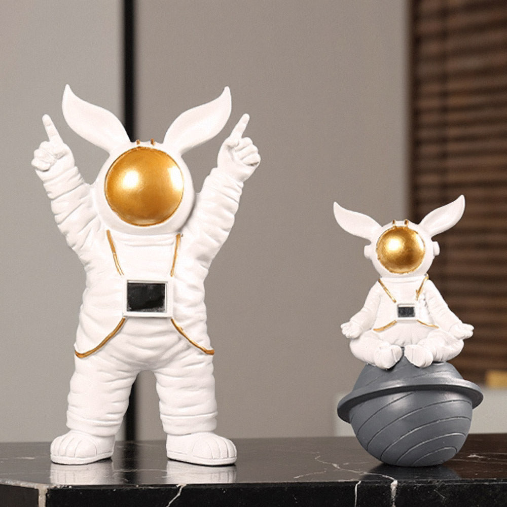 Astronaut Bunny Decorative Figurine Set Homeandso