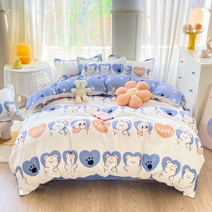 Playful Floral Cartoon Duvet Cover Set Homeandso