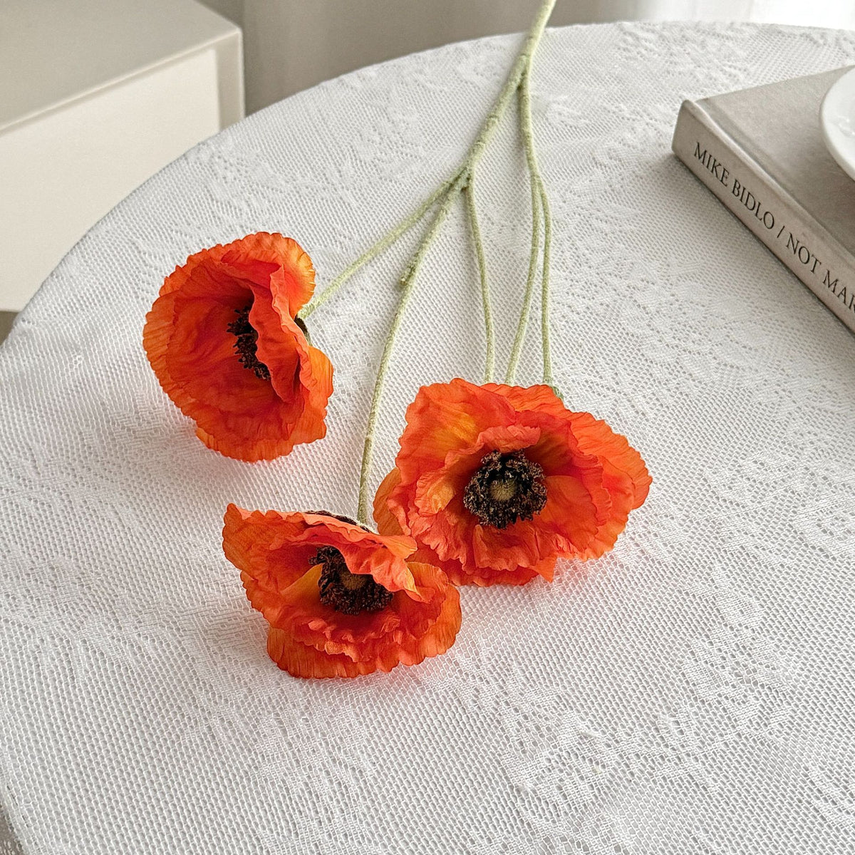 Realistic Poppy Floral Bouquet for Home Decor