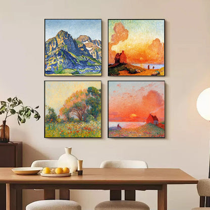 Framed Impressionist Sunset Landscape Art Homeandso