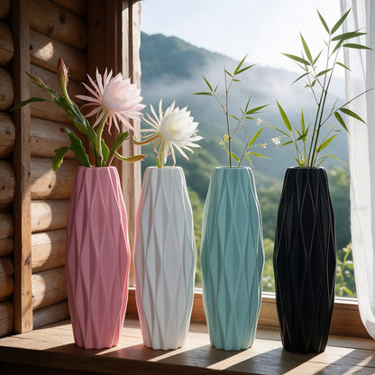 Textured Geometric Ceramic Vase