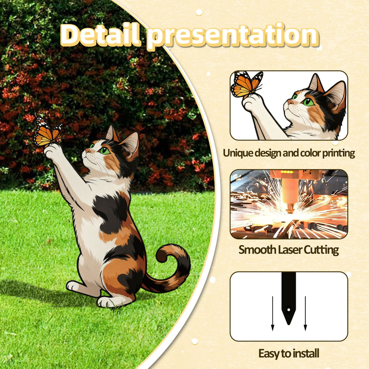 Decorative Cat Garden Stake Homeandso