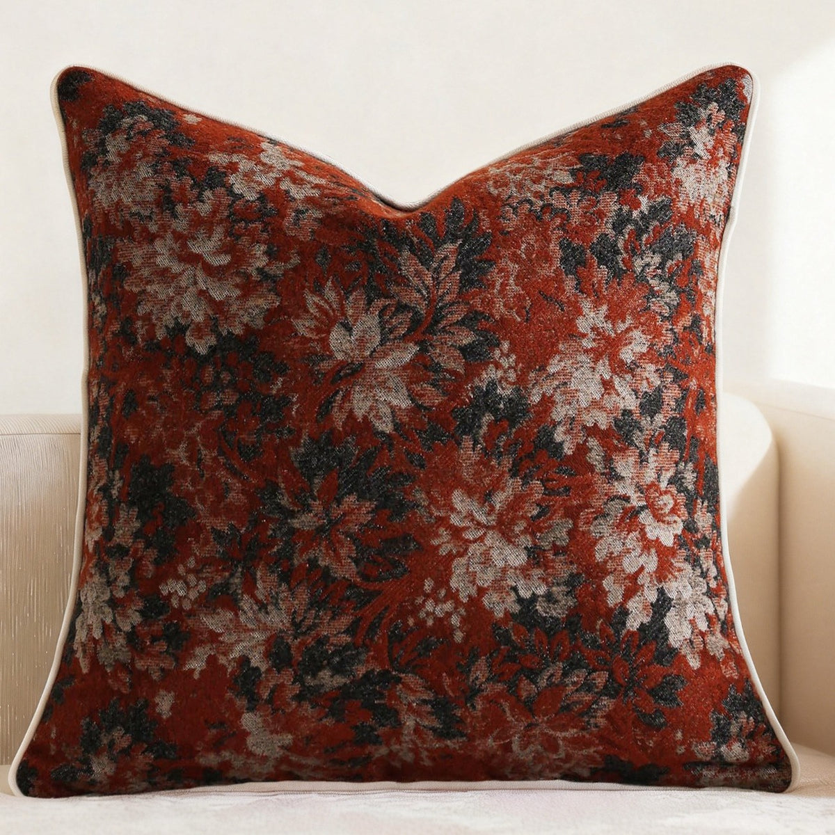 Floral Jacquard Decorative Pillow