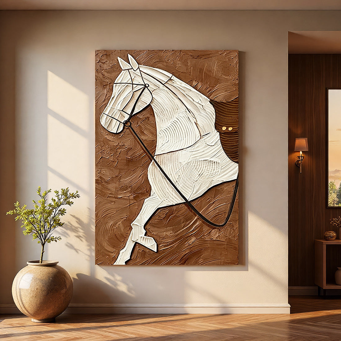 Textured Horse-Themed Canvas Wall Art Homeandso