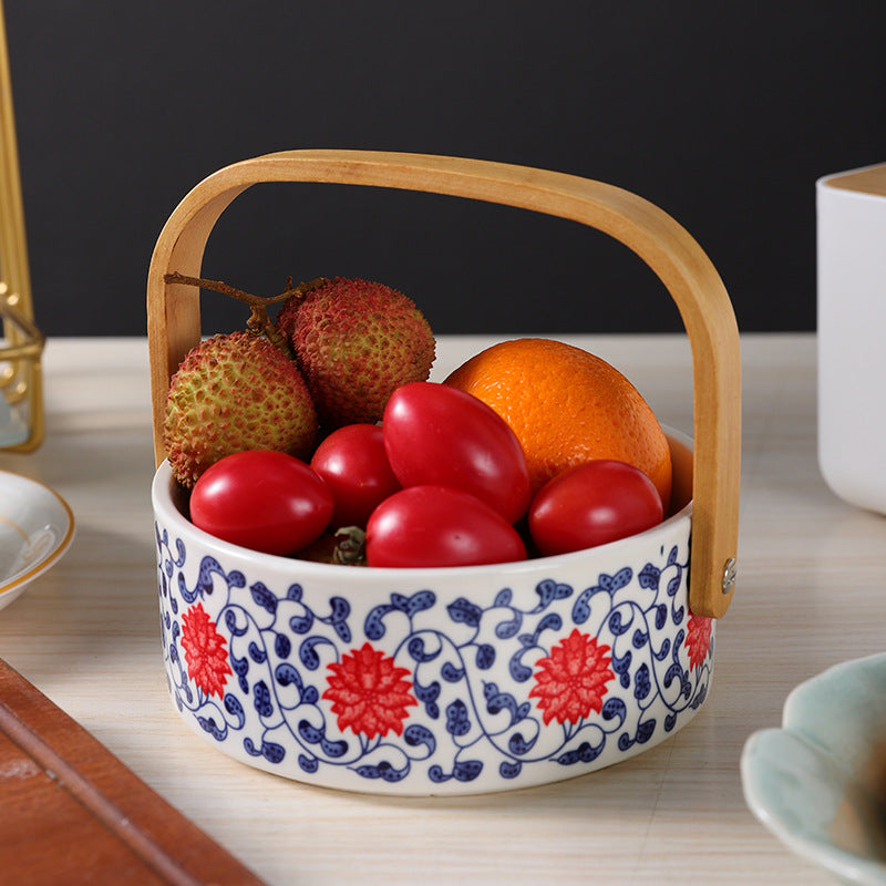 Decorative Storage Basket with Wooden Handle Homeandso